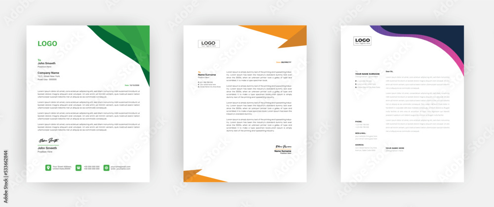 Creative letterhead   Elegant and minimalist style letterhead template design A4 sizes    