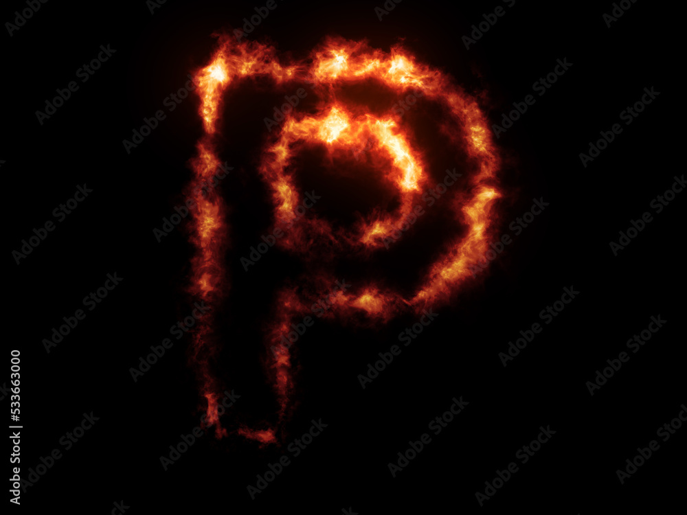 Flame Fonts. Letter P covered in fire Flame Fonts. Letter P covered in fire