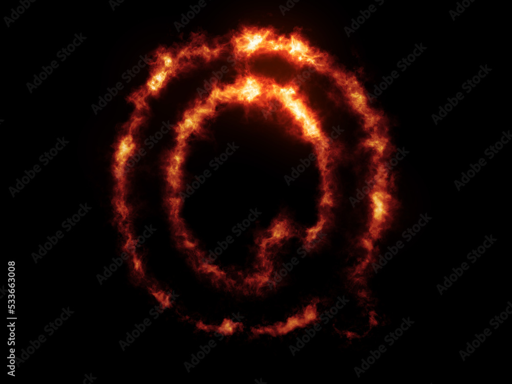 Flame Fonts. Letter Q covered in fire Flame Fonts. Letter Q covered in fire