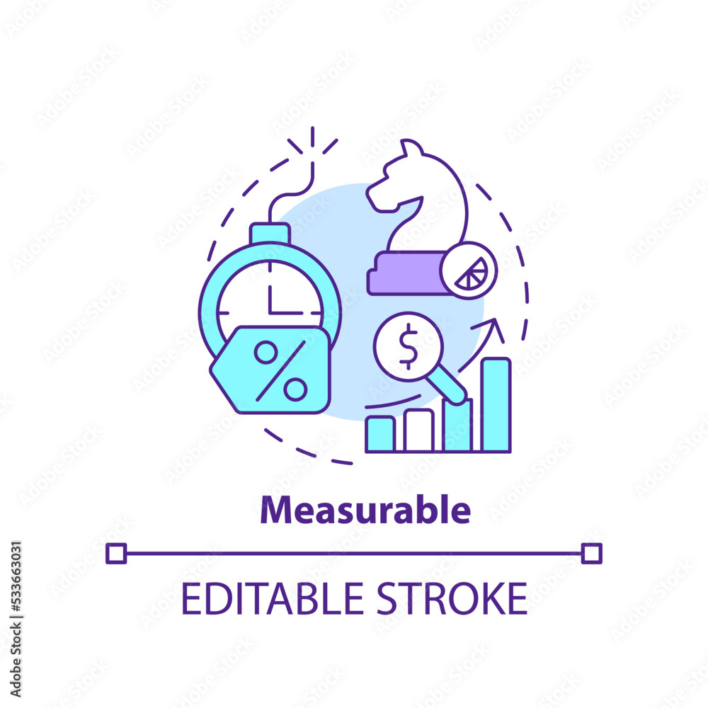 Measurable concept icon. Tracking campaign results. Benefit of direct marketing abstract idea thin line illustration. Isolated outline drawing. Editable stroke. Arial, Myriad Pro-Bold fonts used