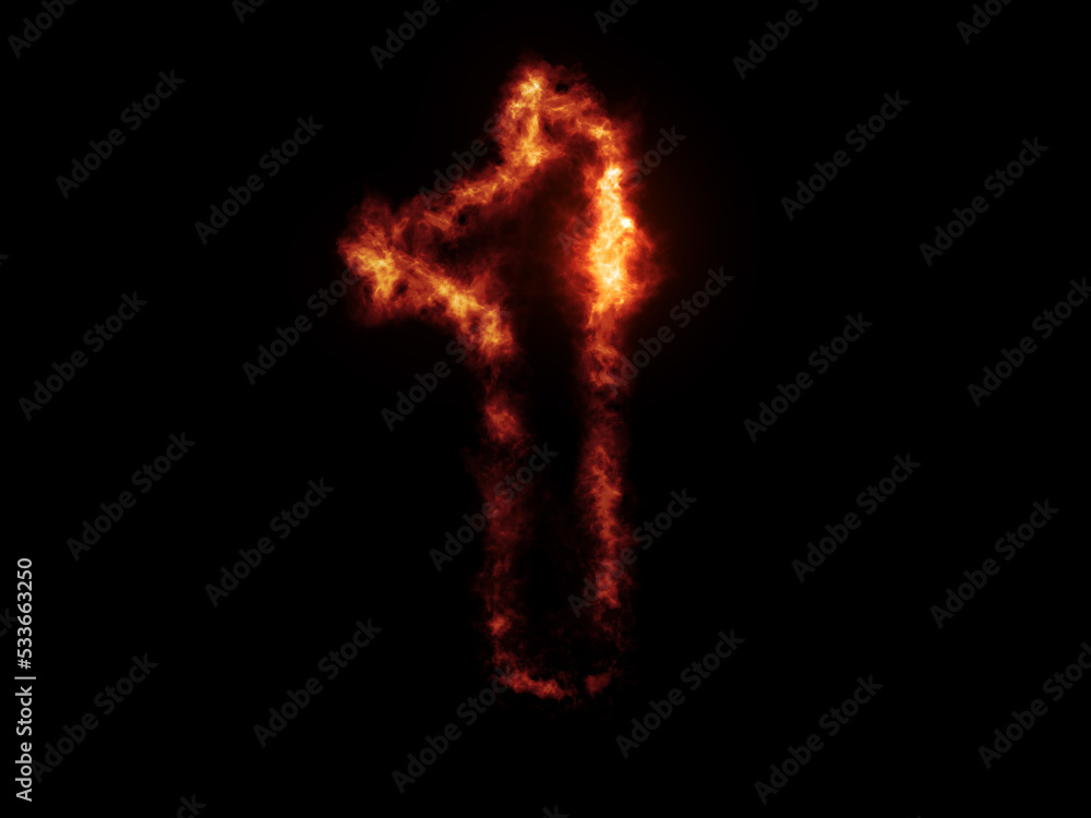Flame Fonts. Number 1 covered in fire