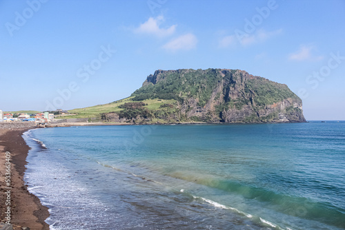 monogenetic volcanic field  seen from the beach. jeju photo