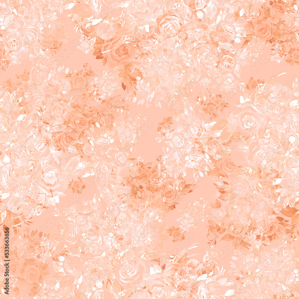 Abstract seamless floral print painted rose bouquets Abstract seamless floral print painted rose bouquets