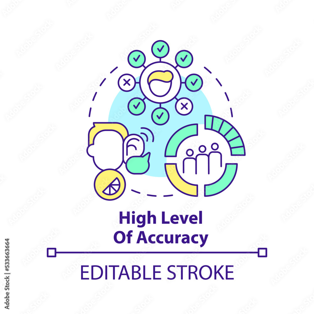 High level of accuracy concept icon. Effective targeting. Benefit of direct marketing abstract idea thin line illustration. Isolated outline drawing. Editable stroke. Arial, Myriad Pro-Bold fonts used High level of accuracy concept icon. Effective targeting. Benefit of direct marketing abstract idea thin line illustration. Isolated outline drawing. Editable stroke. Arial, Myriad Pro-Bold fonts used