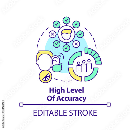 High level of accuracy concept icon. Effective targeting. Benefit of direct marketing abstract idea thin line illustration. Isolated outline drawing. Editable stroke. Arial, Myriad Pro-Bold fonts used