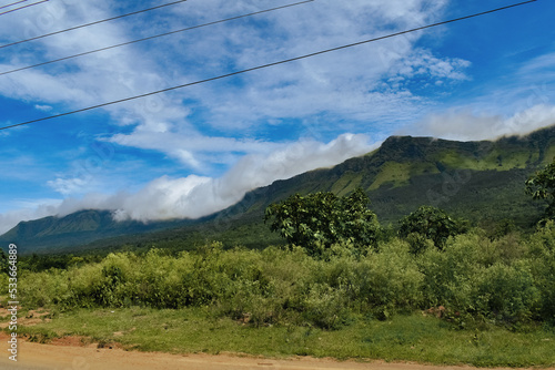 Landscape shot of Spectacular Hills of Chikmagalur,covered with clouds ,Karnataka, India photo