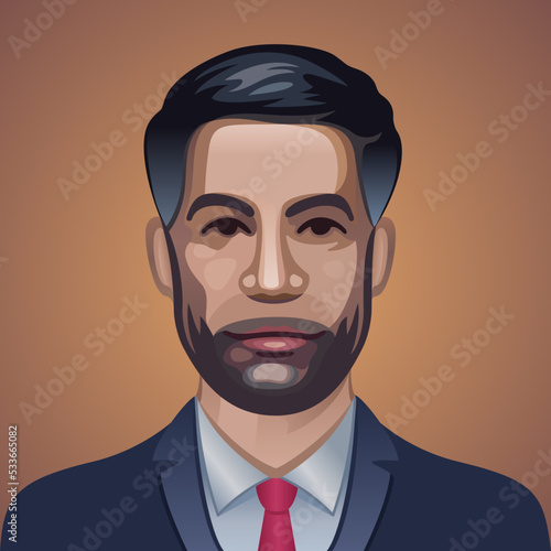 Portrait of a respectable man in a suit and tie. Political сandidate or congressman. Male avatar character. Representative or leader of a political party in an election. Vector color illustration.