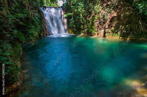 Beautiful blue waterfall quite and calming