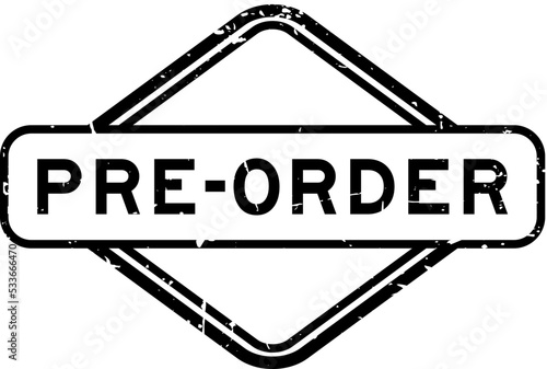 Grunge black pre-order word rubber seal stamp on white background