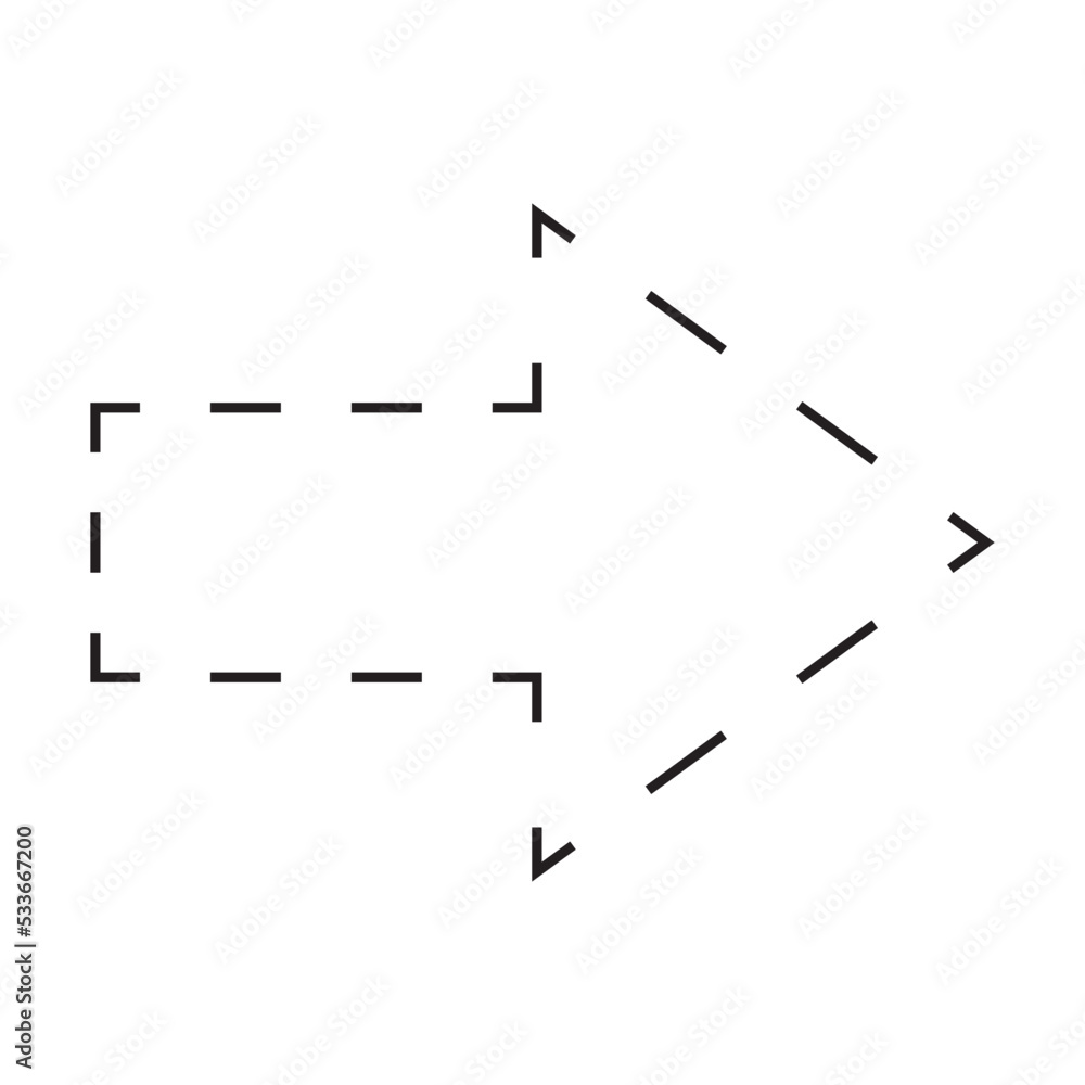 Arrow shape dashed symbol vector icon for creative graphic design ui element in a pictogram illustration Arrow shape dashed symbol vector icon for creative graphic design ui element in a pictogram illustration