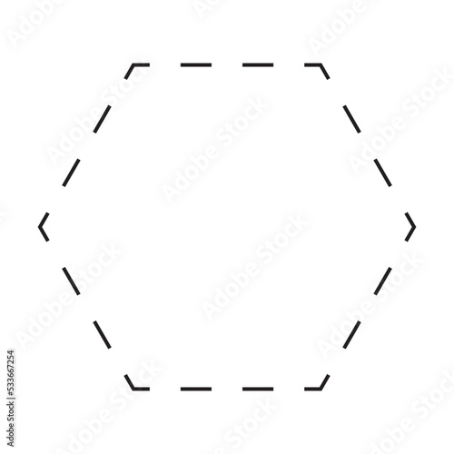 Hexagon symbol dashed shape vector icon for creative graphic design ui element in a pictogram illustration