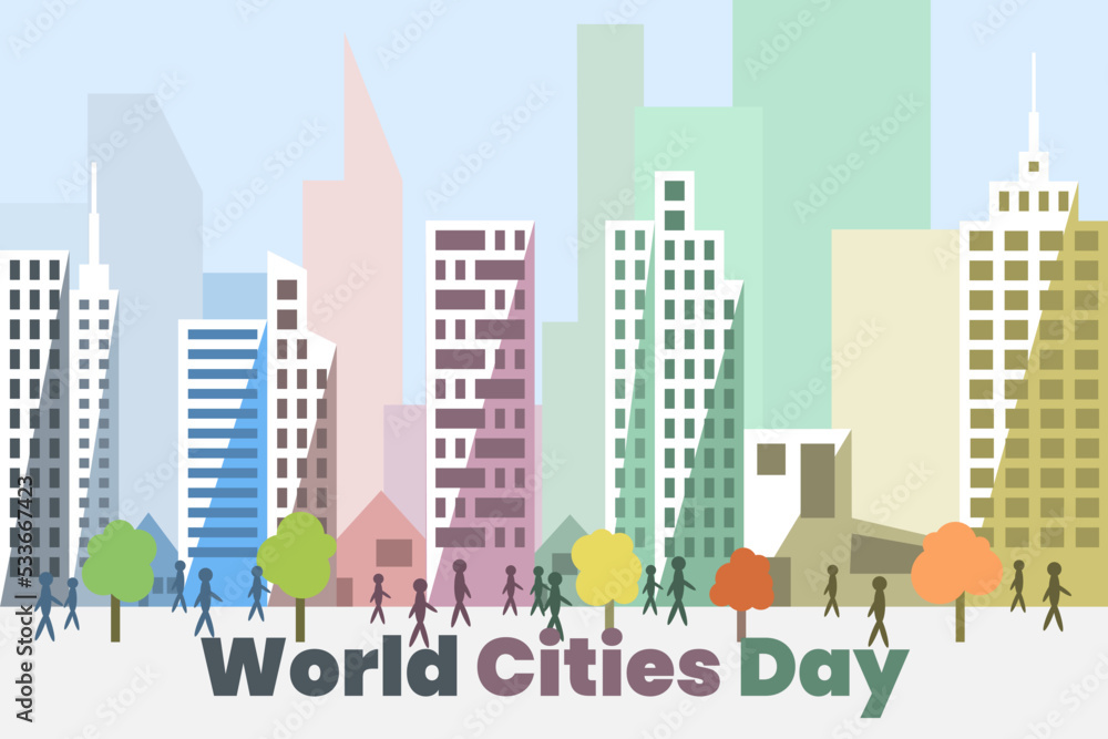 Illustration vector graphic of world cities day. Good for poster. 