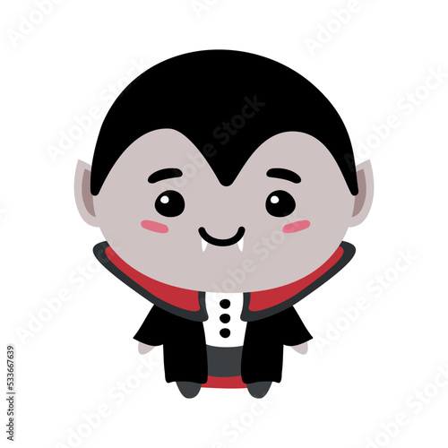 Vector flat hand drawn cute vampire isolated on white background