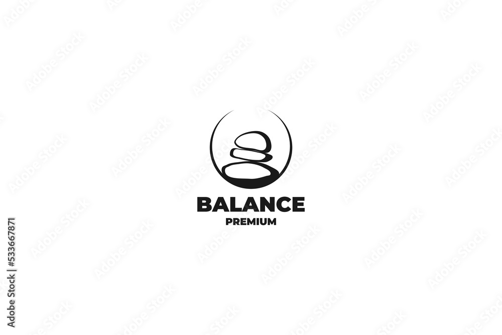 Zen stone rock balancing logo design vector template