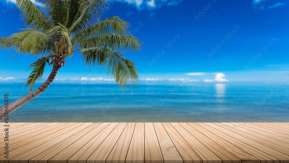 The wooden floor on the sea blur background Abstract style The wooden floor on the sea blur background Abstract style