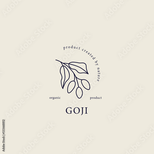 Line art goji berry branch logo	
