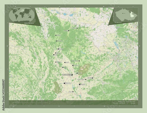 Olomoucky, Czech Republic. OSM. Labelled points of cities photo