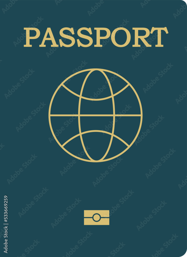 A dark green Passport vector with gold ornament A dark green Passport vector with gold ornament
