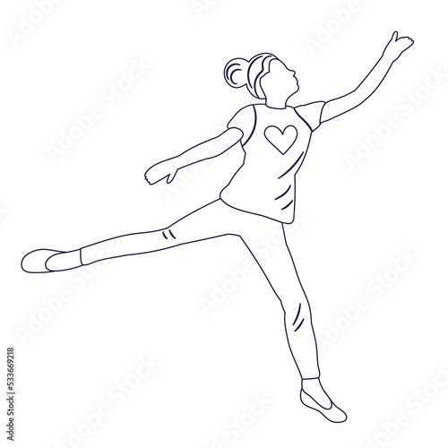 woman dancing sketch ,contour on white background isolated vector © zolotons