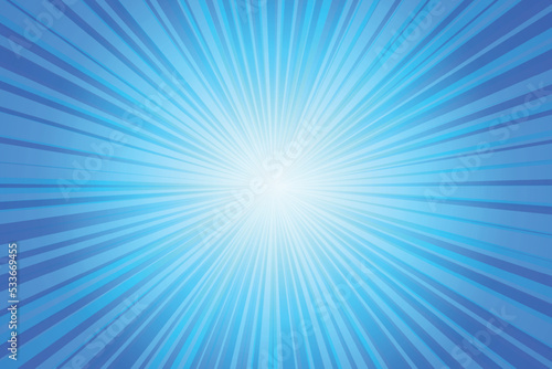 Blue Sunburst Pattern Background. Rays. Radial. Winter Banner. Vector Illustration
