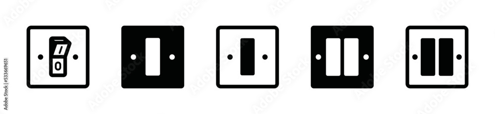 Electric switch icon vector set. Switch on off light or power icon silhouette Electric switch icon vector set. Switch on off light or power icon silhouette