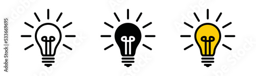 Lamp icon vector. Light bulb sign symbol silhouette. Idea lamp icon flat