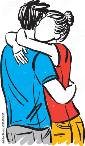 couple in love concept hugging each other man and woman vector illustration