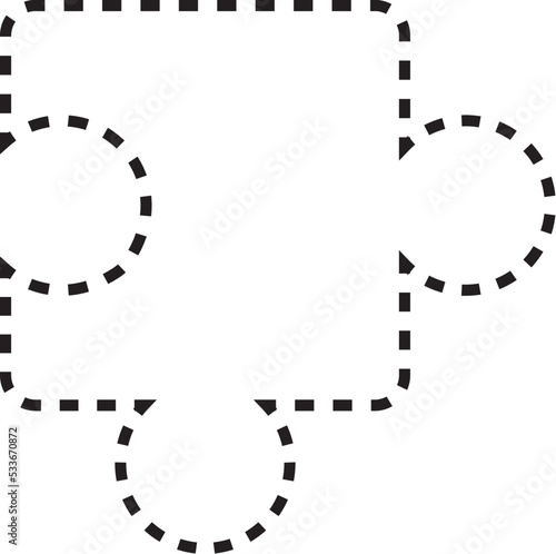 Dashed Outline Puzzle Piece Vector Illustration