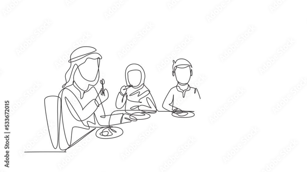 Self drawing animation of single line draw diner parents and children together. Family having meal around kitchen table. Happy daddy, mom and kids eating. Continuous line draw. Full length animated. Self drawing animation of single line draw diner parents and children together. Family having meal around kitchen table. Happy daddy, mom and kids eating. Continuous line draw. Full length animated.