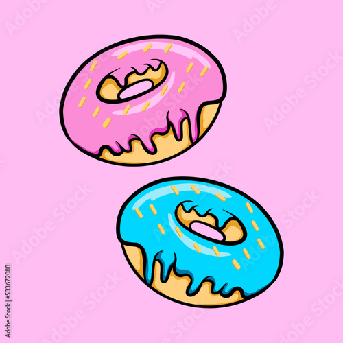 Delicious ring donuts cartoon illustration