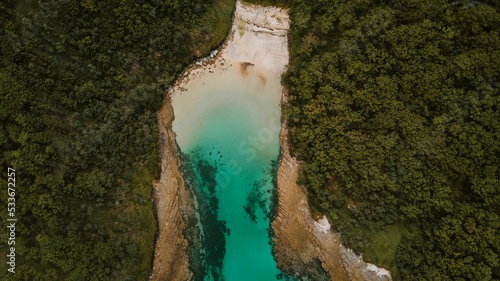 Aerial shot of Whitings Beach, Jervis Bay, Australia photo