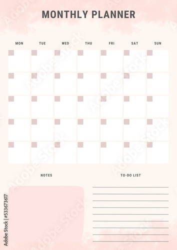 Elegant and Minimul Monthly Planner Sheet. Monthly Schedule List And Simple Monthly Digital Planner Template.