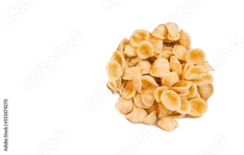 An italian, apulian, type of pasta, orecchiette, isolated in a transparent background