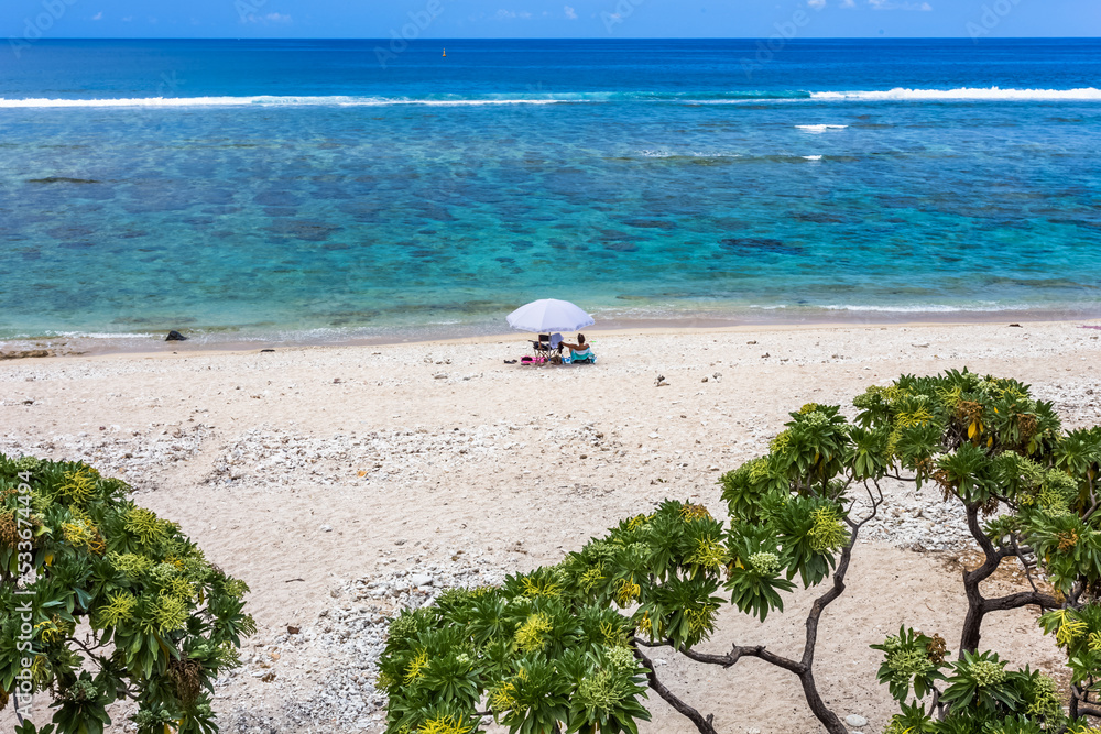 Obraz premium Plage et lagon de Kélonia, Saint-Leu, île de la Réunion 
