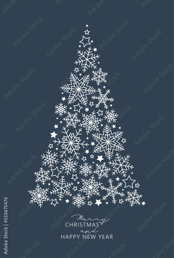 Christmas and New year's card, Christmas tree from snowflakes
Christmas and New year's card, Christmas tree from snowflakes
