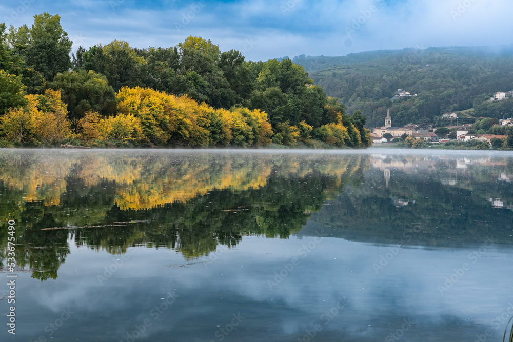 Fototapeta premium autumn landscape with river rodan