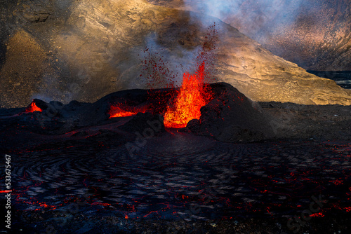 volcano eruption with lava