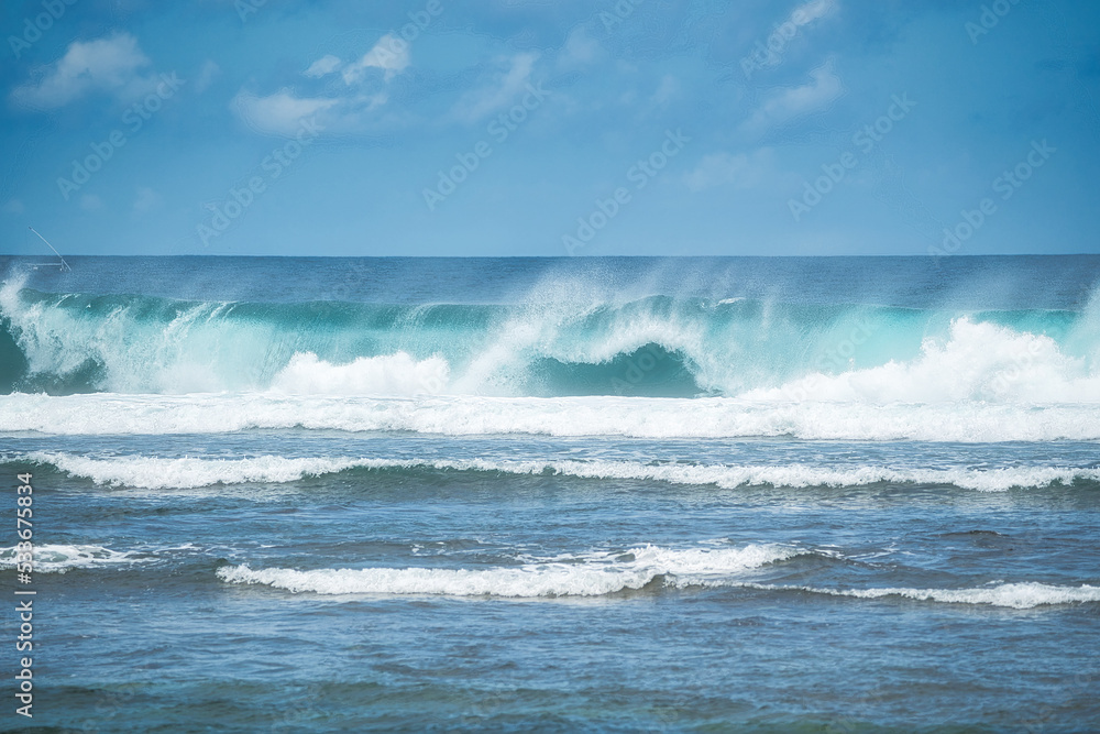 wave breaking crashing on the beach - Bali