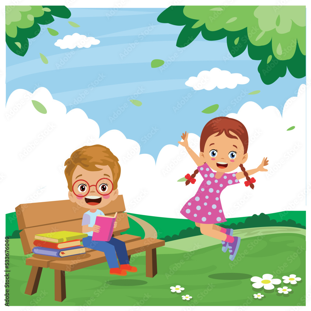 cute happy kids reading book cute happy kids reading book