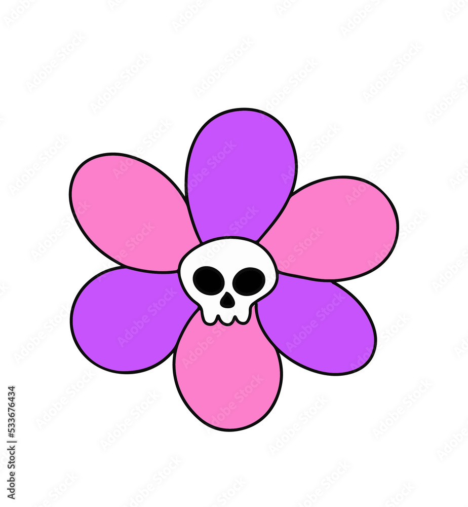 pink orchid flower halloween groovy hand drawn style pink orchid flower halloween groovy hand drawn style