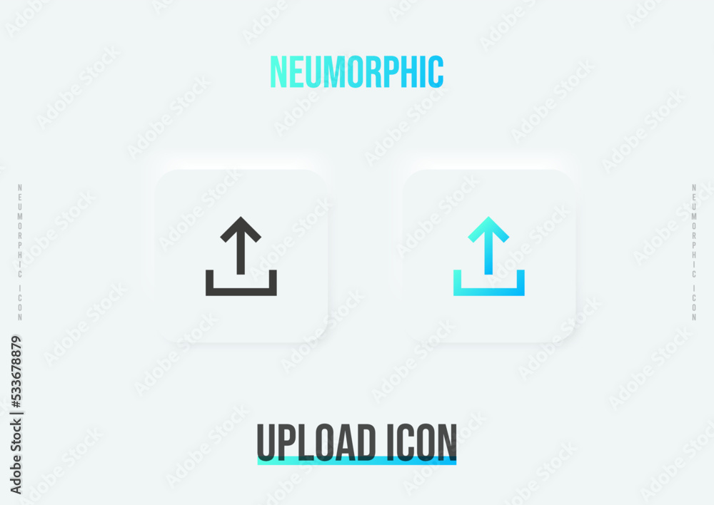 Upload trendy neumorphic icon in solid and gradient color Upload trendy neumorphic icon in solid and gradient color
