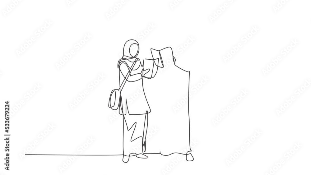 Animated self drawing of single continuous line draw Arabian students woman and man reading, learning and standing at library. Literature lovers, education concept. Full length one line animation Animated self drawing of single continuous line draw Arabian students woman and man reading, learning and standing at library. Literature lovers, education concept. Full length one line animation