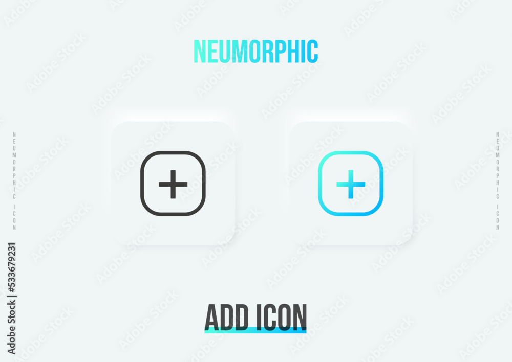 Add  trendy neumorphic icon in solid and gradient color