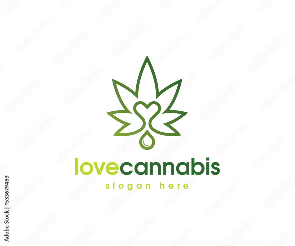 Love Cannabis Leaf Logo