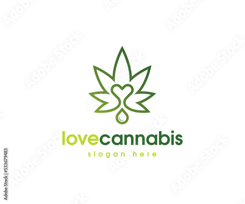 Love Cannabis Leaf Logo