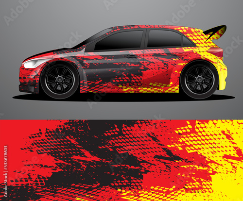 Rally car decal graphic wrap vector, abstract background
