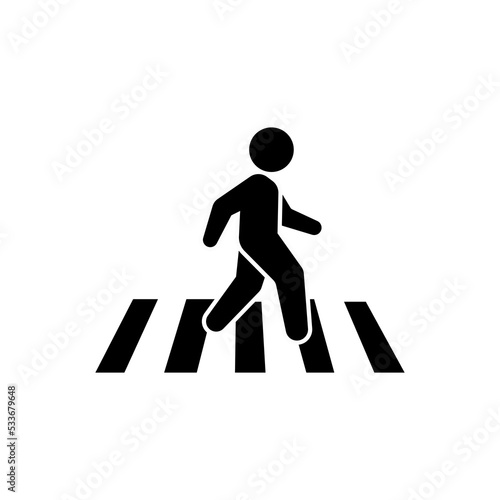 Pedestrian crosswalk icon template color editable, Street crossing symbol vector sign isolated on white background, Simple logo vector illustration for graphic and web design.