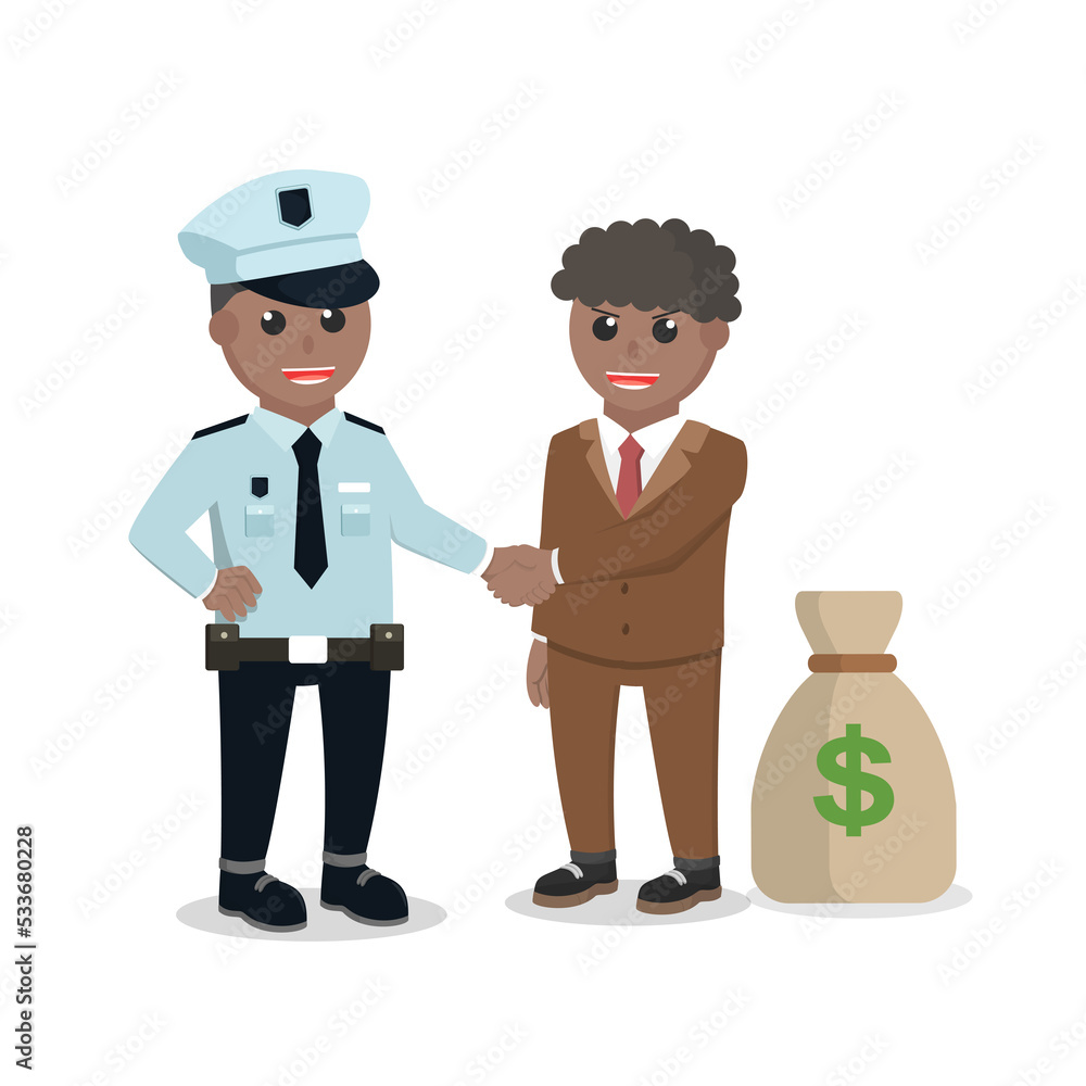 business african Bribe Police With Money design character on white background