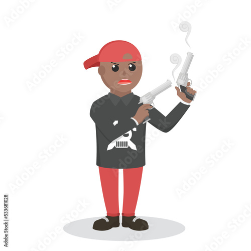 Gangster holding double gun design character on white background