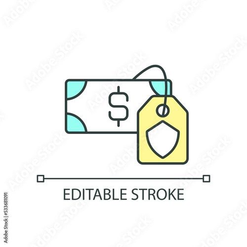 Deposit insurance RGB color icon. Financial risks protection. Protect bank depositors. Finance management. Isolated vector illustration. Simple filled line drawing. Editable stroke. Arial font used